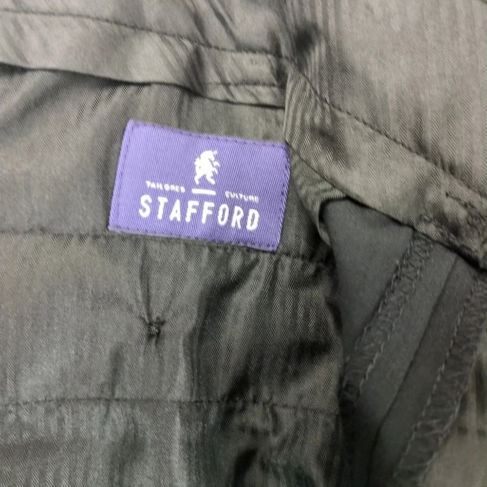 Stafford Black Pleated Dress Pants Mens 40x32 Classic Fit Cuffed Formal Business